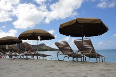 Beach Umbrella and Chair Set Rental - What You Actually Get: Umbrella and Two Lounge Chairs