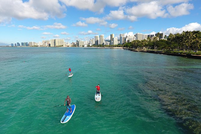 Family Stand Up Paddle Lesson with Waikiki Courtesy Shuttle - The included gear: what you’re actually wearing and using