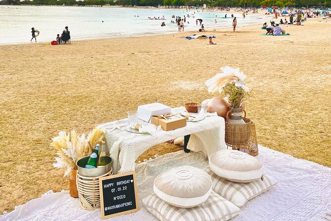 Hawaii Beach Picnic Date - Charcuterie, poke, and cake: included food that actually matters