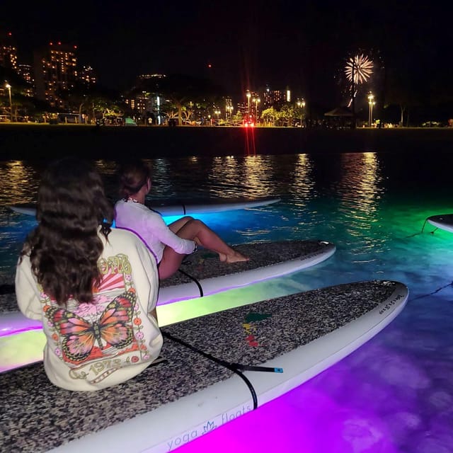 Honolulu: Fireworks Glow and Flow Yoga Class - LED Colors on the Ocean: What Makes the Lighting More Than Decoration
