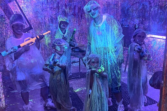 Splatter Art Paint Studio Experience in Hawaii - Optional Neon Splatter Paint Guns for UV Fun