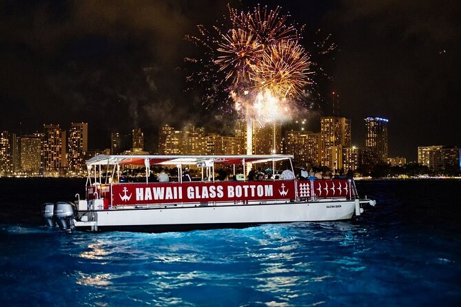 Waikiki Glass Bottom Boat Fireworks Tour - The glass-bottom reality: glass windows, not a full aquarium floor