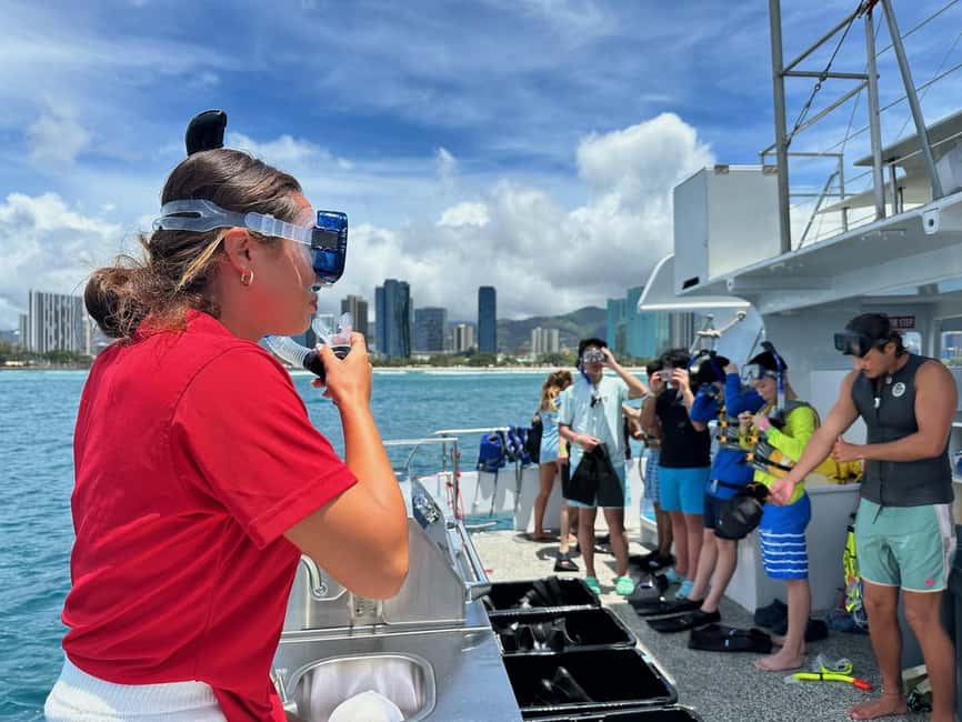 Waikiki Turtle Snorkel Adventure - The boat experience: a 55ft double-decker catamaran built for easy snorkeling